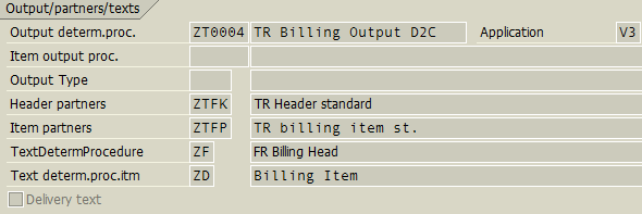 Output Determination Procedure for a Billing Document