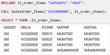 call procedure on HANA database using SQLScript code