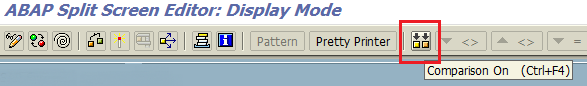 use code Comparison On to compare ABAP code between programs