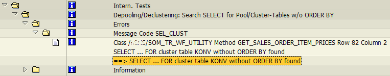 SAP Code Inspector error: Select for cluster table without Order By found