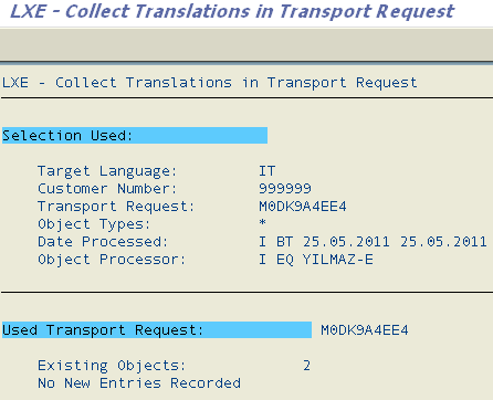collect translations in transport request