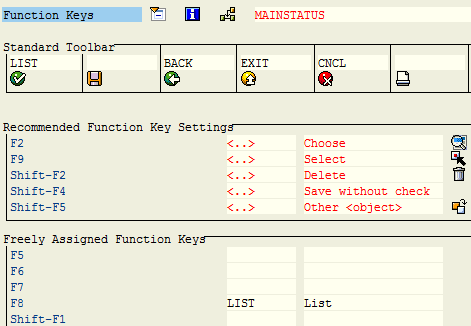 function keys, icons and Enter key press