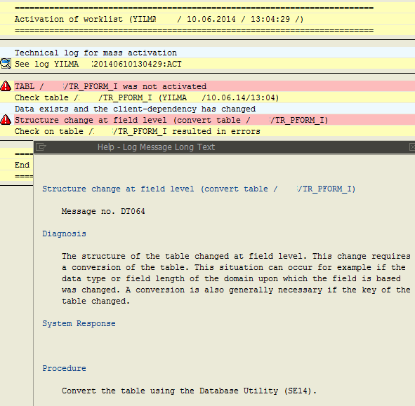 Convert the table using the Database Utility SE14