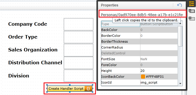 copy SAP Screen Personas control id