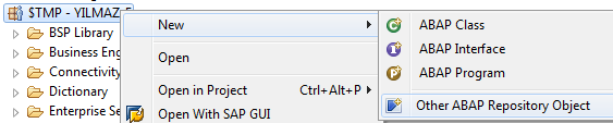 create new ABAP repository object in SAP package