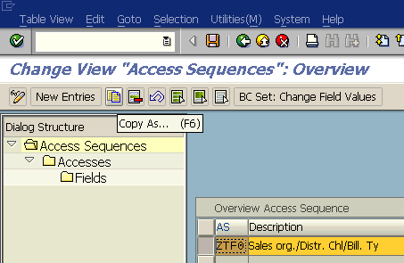 create new access sequence using SAP NACE transaction code