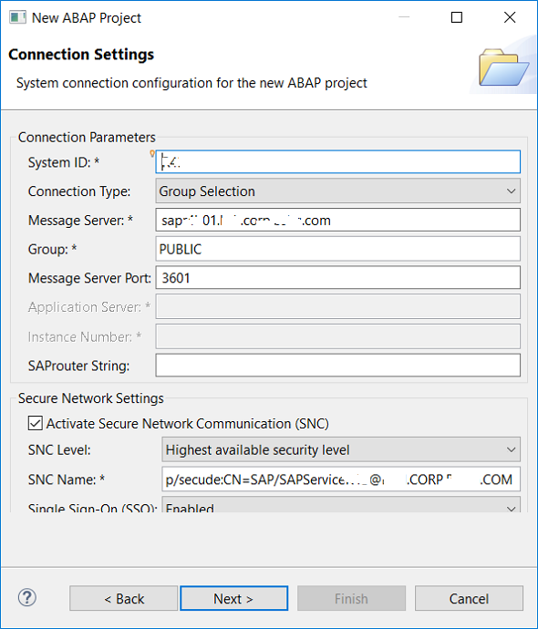 create new SAP connection