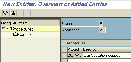 create new SAP Output Procedure