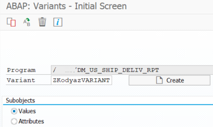 create new variant for ABAP program