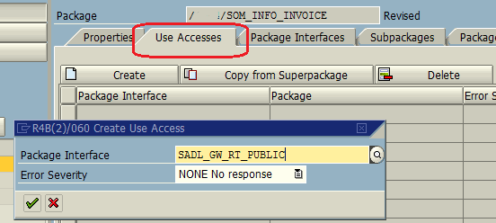 create use access in ABAP package definition