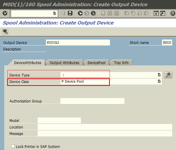 create output device as device pool for parallel printing on SAP