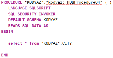 create HANA database HDB procedure hdbprocedure