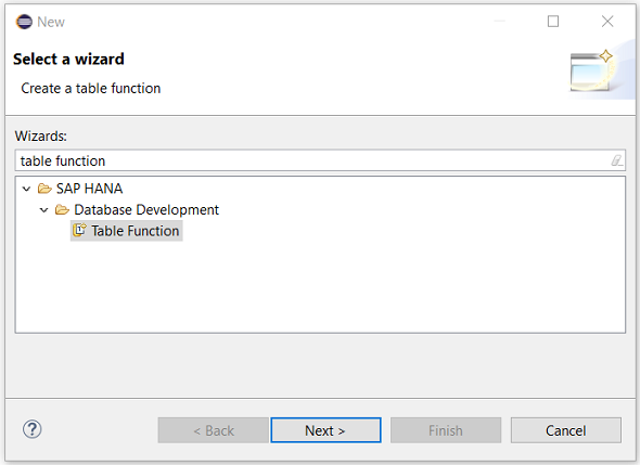 create SAP HANA Database Development table function