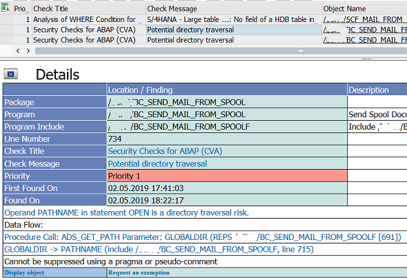 Potential directory traversal ABAP CVA error