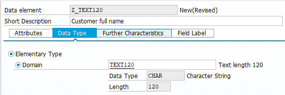 ABAP data element definition