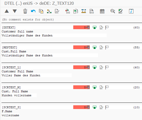 ABAP data element text translation using SE11 tcode