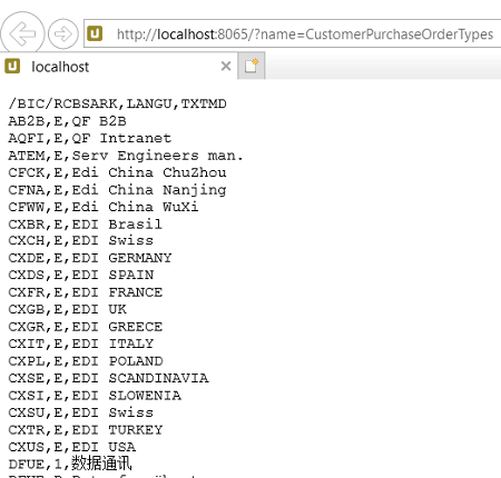 data displayed in web browser using extraction from SAP