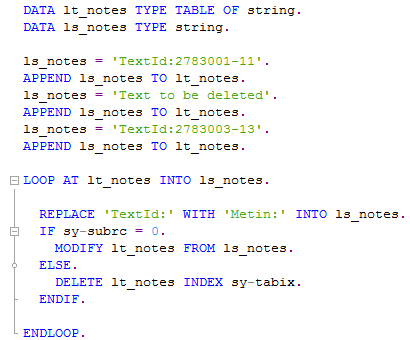 delete internal table row in Loop command using ABAP