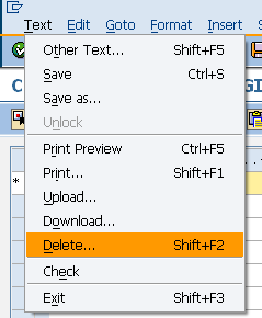 delete SAPScript text within so10 transaction