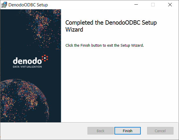 Denodo ODBC driver installation completed