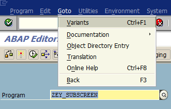 variants of ABAP program