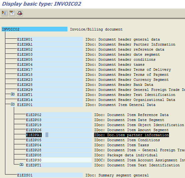 display IDoc message type