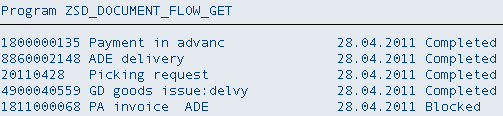 document flow using ABAP function module sd_document_flow_get