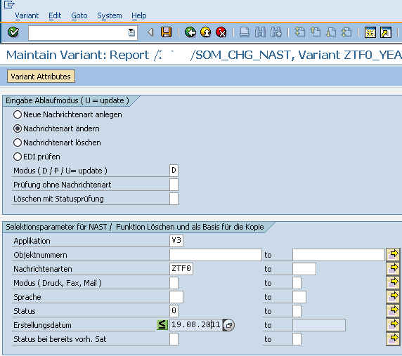 maintain variant for ABAP report