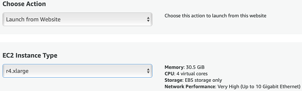 EC2 instance type selection for HXE