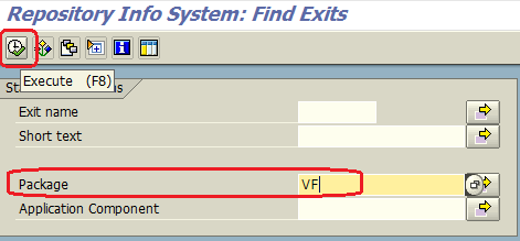 find exists in SMOD using program package