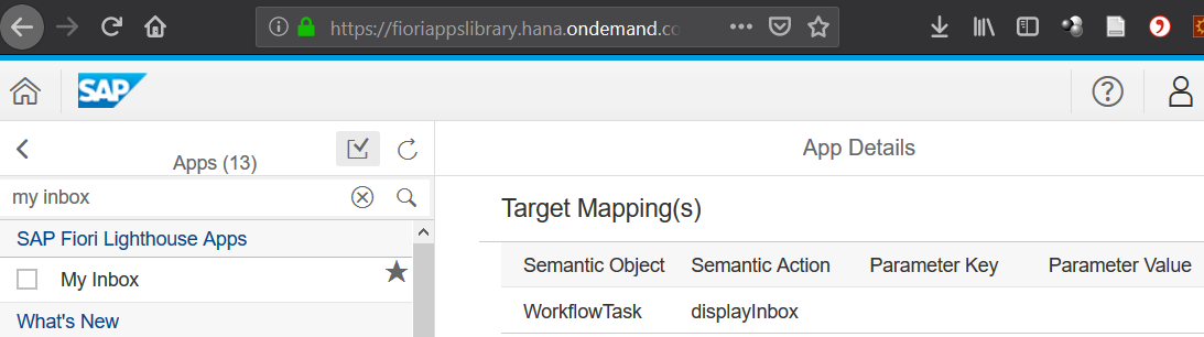 fiori app target mapping with semantic object and action