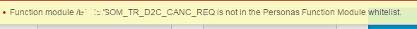 function module is not in the Personas whitelist