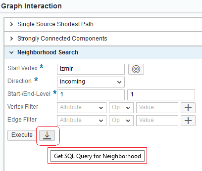 get SQL code for Neighborhood using Graph Viewer visualization tool