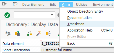 translation screen for ABAP data element text on SE11
