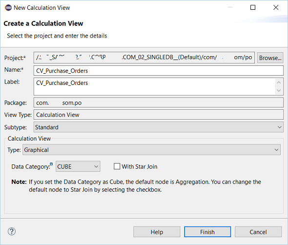 Definición de la vista de cálculo de SAP HANA