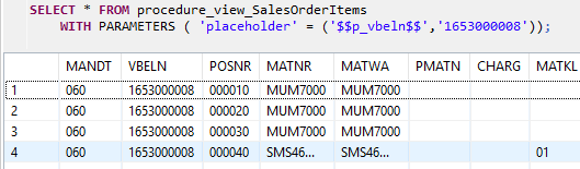 query HANA database procedure using SELECT statement