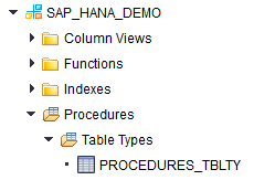 SAP HANA database table type object