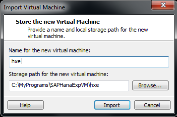 import SAP HANA Express Edition Server Only virtual machine