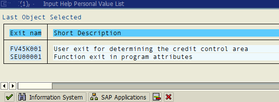 ABAP enhancements list on SMOD tcode