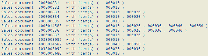 ABAP Loop listing sales orders with items