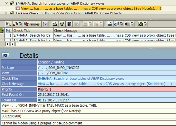 ABAP ATC error: MARC has a CDS view as a proxy object