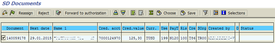 select sales orders to release credit block on them