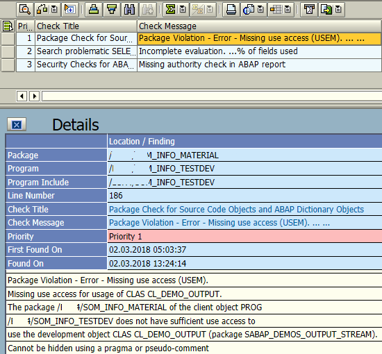 Package Violation - Error - Missing use access (USEM)