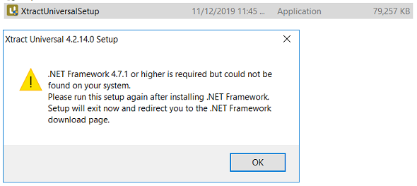 Theobal Xtract Universal .Net Framework 4.7.1 requirement