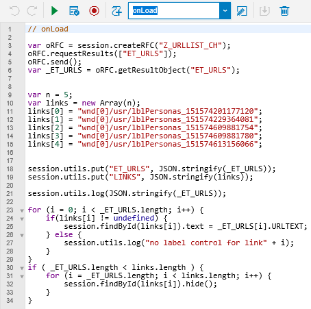 SAP Screen Personas flavor onLoad script Javascript codes