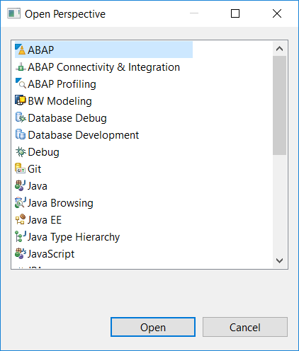 Open ABAP Perspective