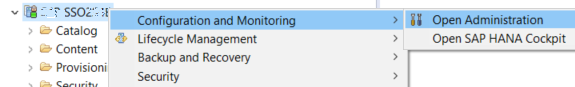 launch Administration tools for HANA database using SAP HANA Studio