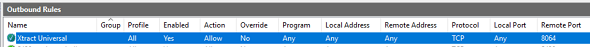 outbound firewall rule for Xtract Universal