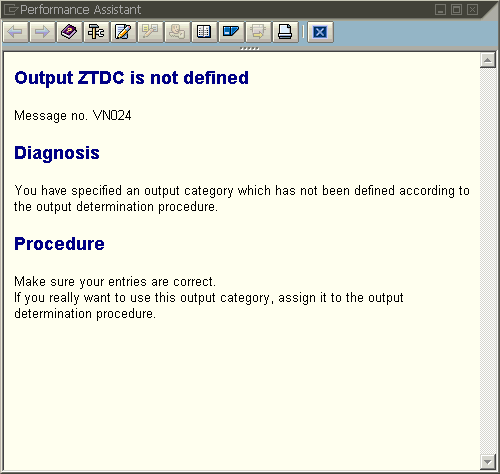 SAP Performance Assistant for Output is not defined error