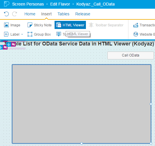HTML Viewer and Script button on SAP Personas flavor